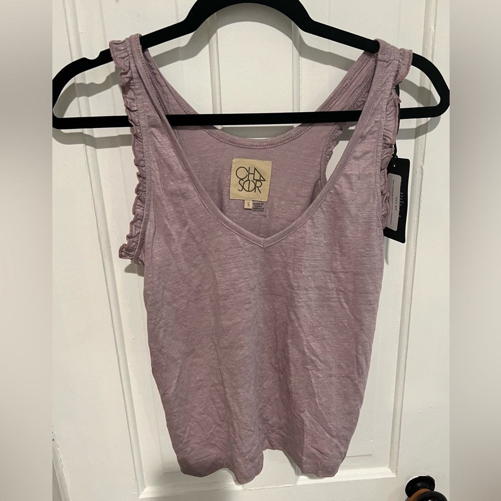 Chaser Linen Ruffle Tank - Picture 2 of 3